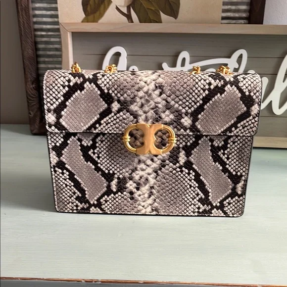 SHINY SNAKE PRINT HANDBAG JOELLE WITH DOUBLE HANDLES Elegant Snake Print Handbag main image 1